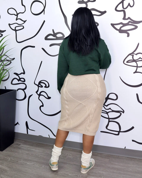 Taupe Sweater Midi Skirt