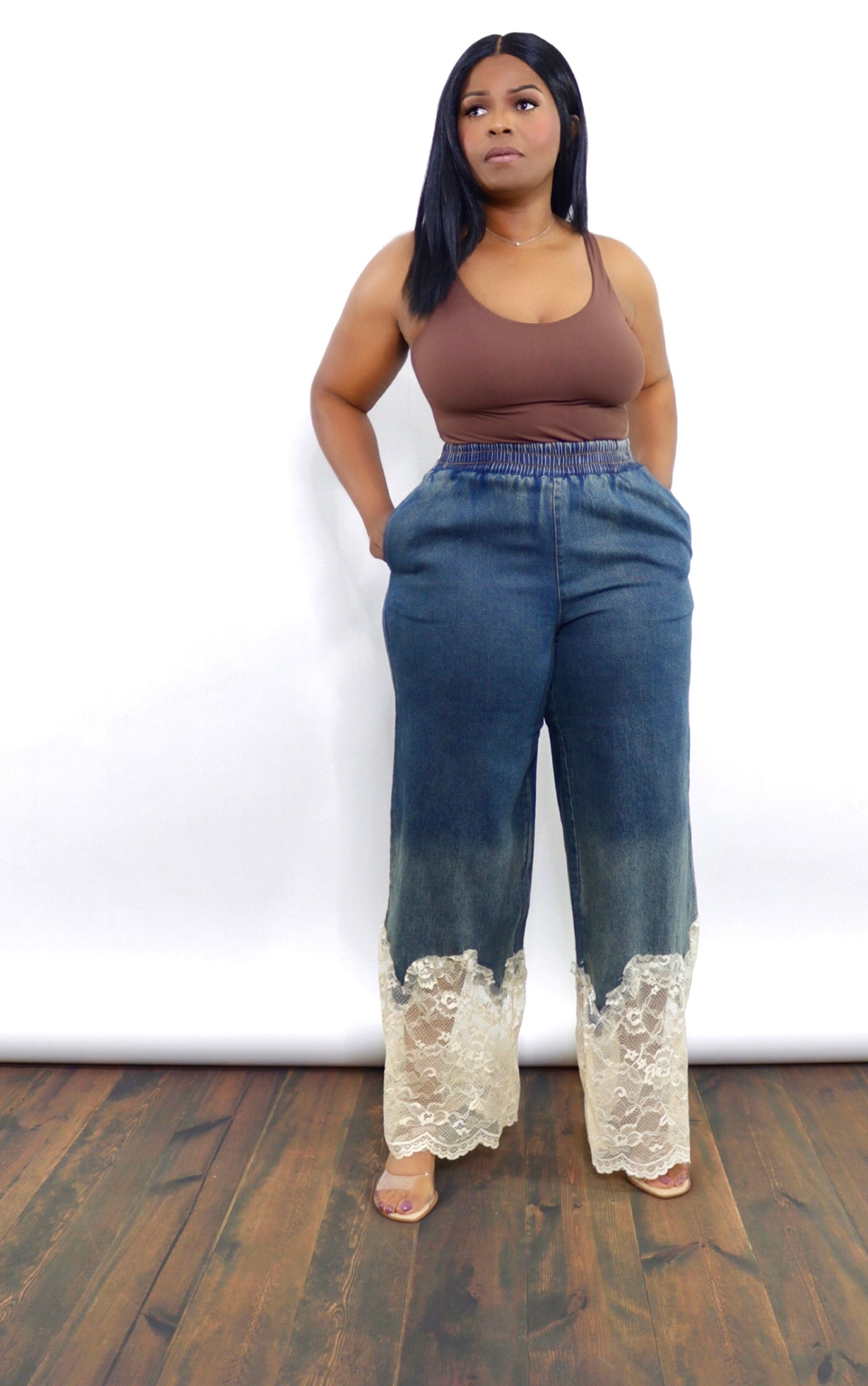 Denim Meets Lace Trousers