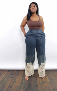 Denim Meets Lace Trousers