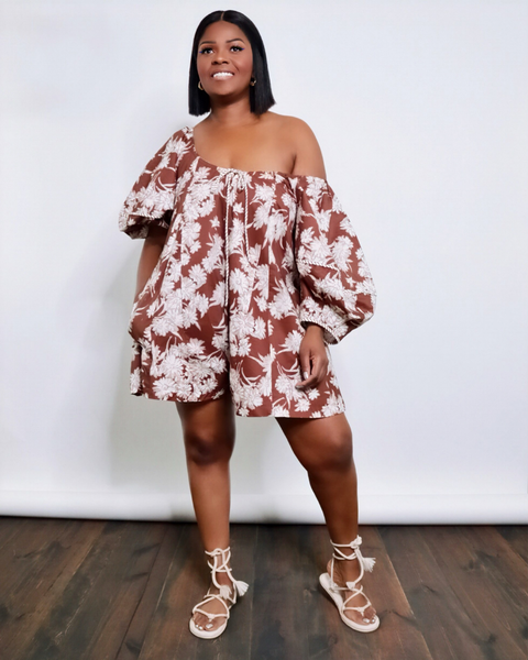 Brown Blossom Romper