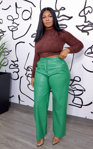 Kelly Green Vegan Leather Trousers