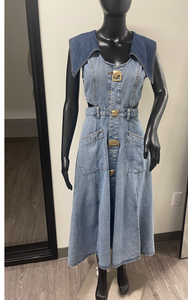 Denim Edgy Midi Dress