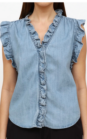 Denim Ruffled Top