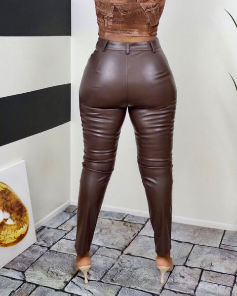 Chocolate Unique Vegan Leather Pants